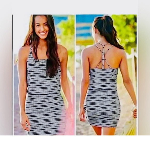Athleta Ariel Venice Swim Dress Size Small Strappy Black White Sleeveless - Picture 1 of 9